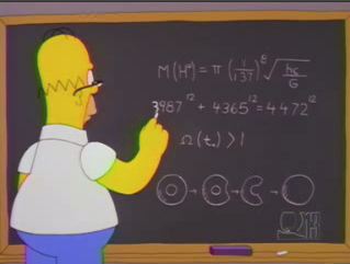 Homer finishing at the blackboard