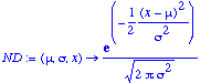 ND := proc (mu, sigma, x) options operator, arrow; ...